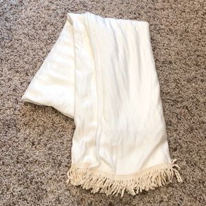 Cozy, soft, cream scarf and wrap.